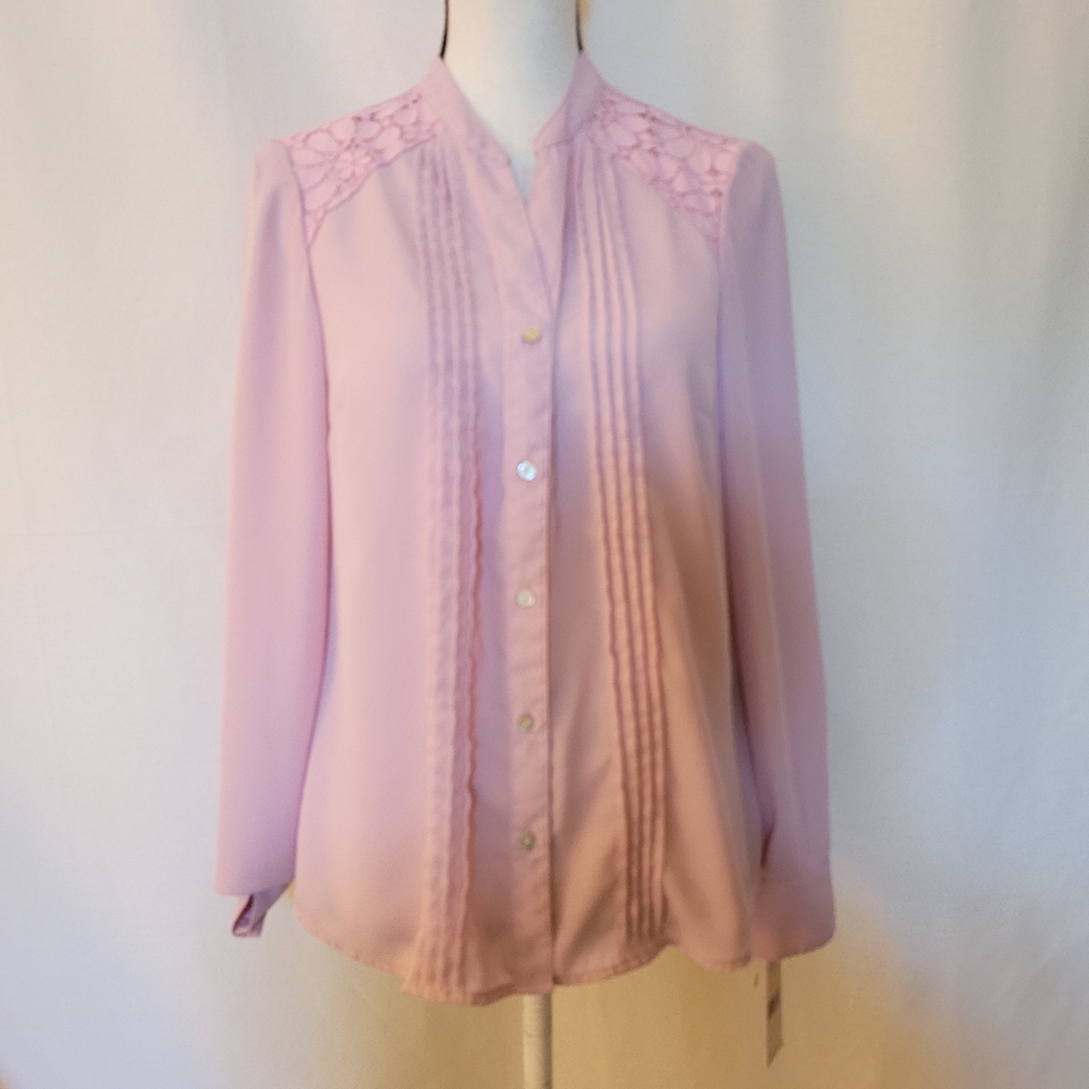 Nanette By Nanette Lepore Pleat Button Blouse M - image 2